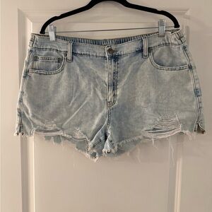 aerie Light Blue Distressed Denim Cutoff Shorts